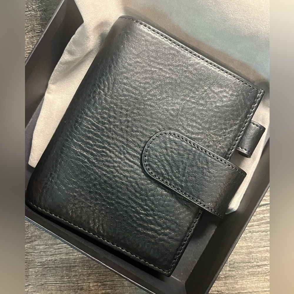 SOLD Moterm passport Black Veg tan leather notebook planner cover